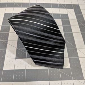 Express men's tie black silver white stripes
